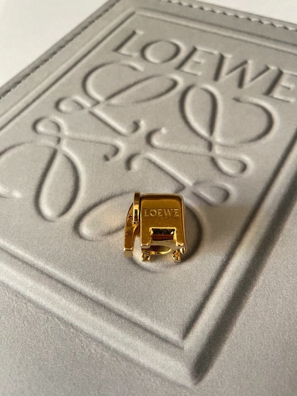 LOEWE Brass Metal Anagram Dice Charm Big Elephant